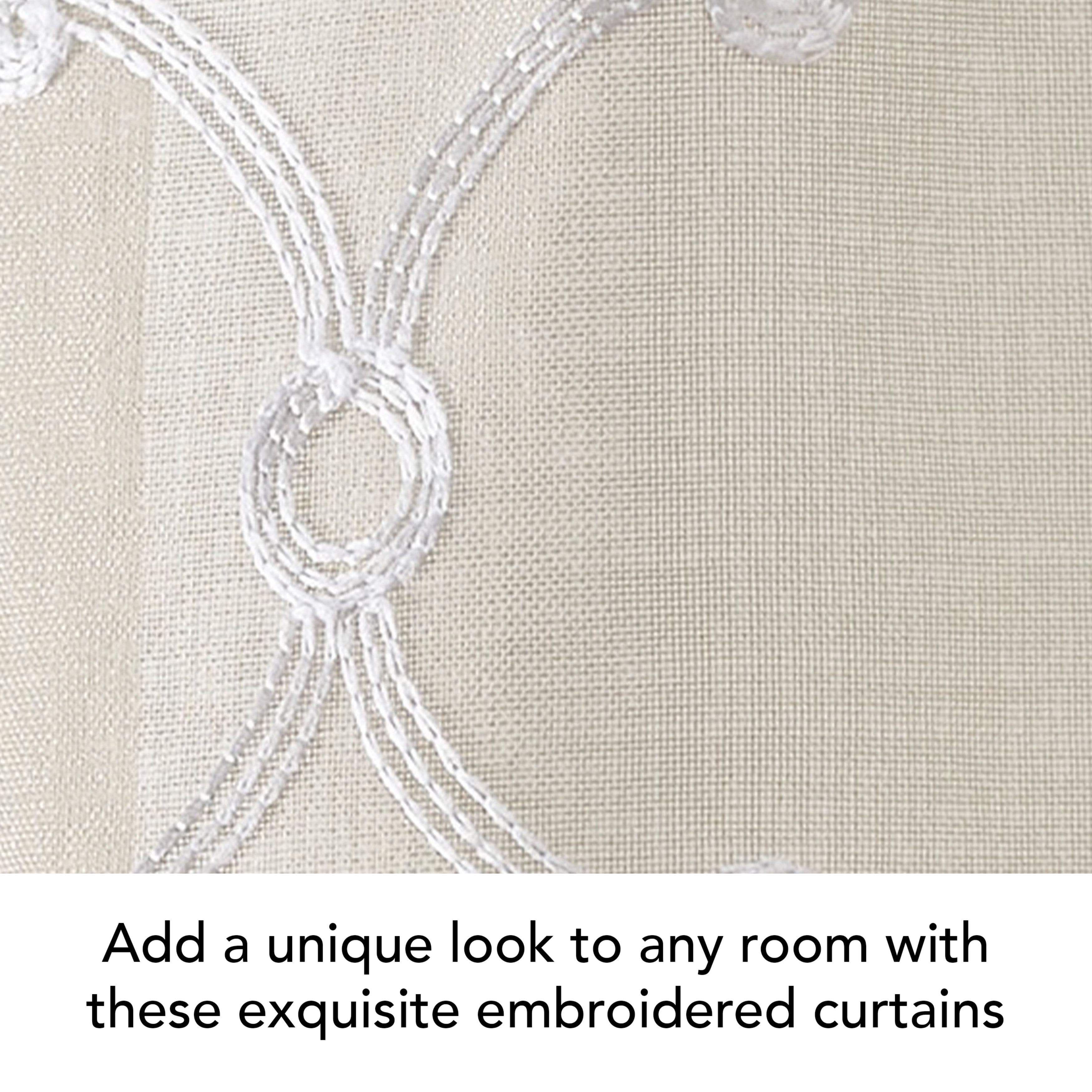 Creative Home Ideas Contemporary/Modern/Farmhouse/Traditional 2 Piece Embroidered/Geometric Sheer Curtain Set