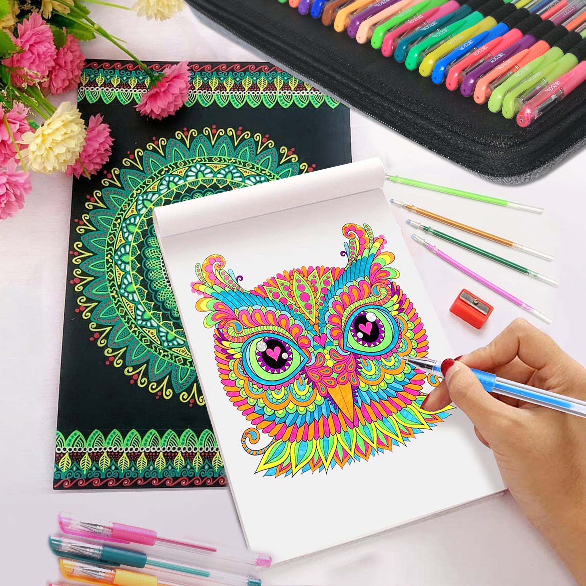 320 Pack Gel Pens for Adult Coloring Book, 160 Colors Artist Pens Include 156 Gel Pens, 4 Metallic Sparkle Pen with 160 Refills for Drawing Doodling