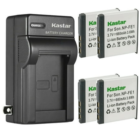 Kastar 4-Pack Battery and AC Wall Charger Replacement for Sony NP-FE1 FE1 Battery Sony BC-CS3 Charger Sony Cyber-shot DSC-T7 Cyber-shot DSC-T7/B Cyber-shot DSC-T7/S Digital Cameras