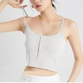 thumbnail image 6 of Jinhomg Womens Cotton Knit Tank Tops Casual Spaghetti Strap Camisole Lightweight Button Down Square Neck Crop Tops Cute Y2K Going Out Wear White XL, 6 of 7