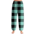 thumbnail image 2 of WTOBBY Women's Striped Print Pajama Pants with Cuffed Ankles, Casual Comfort Trousers for Sleepwear and Home Use, Soft Fabric with Striped Design,Mint Green S, 2 of 6