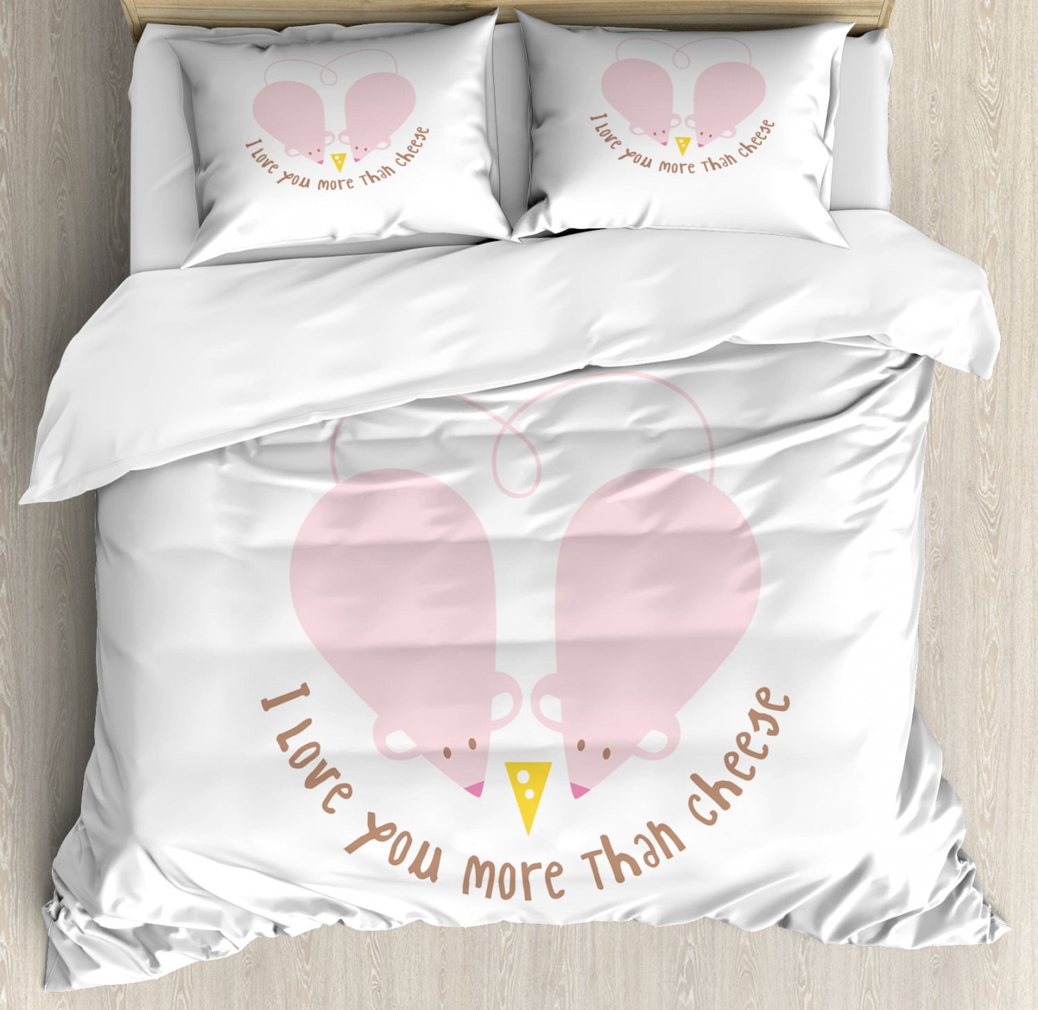 I Love You More King Size Duvet Cover Set Pink Rats With Tangled