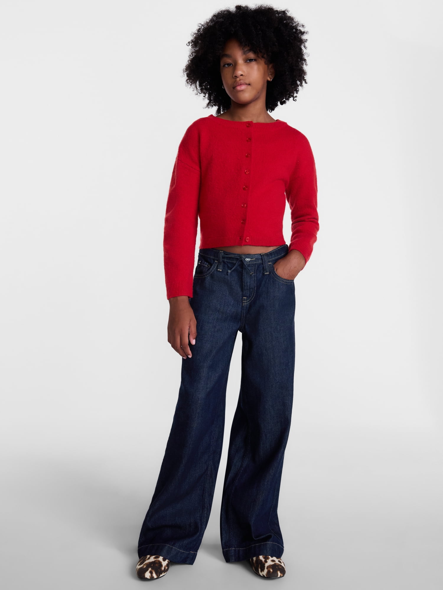 Weekend Academy Girls Tie Waist Cotton Jeans, Sizes 4-18