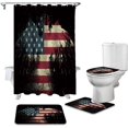 thumbnail image 2 of FMSHPON American Flag Decor 4 Piece Bathroom Set Shower Curtain Bath Rug Contour Mat and Toilet Lid Cover, 2 of 7