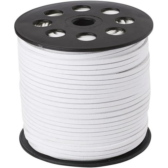 98 Yards 2.7MM Leather String Faux Leather Cord Flat Suede Leather Lace White Vegan One Side Covering Leather String for Necklaces Bracelets Jewelry Making Tassels Dream Catchers Art Crafts