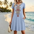 thumbnail image 2 of Puliio Midi Dresses for Women, Short Sleeve V Neck Floral Embroidery Loose Casual Summer Dress, 2 of 9