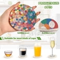 thumbnail image 2 of Yayeee 6 PCS Drink Coasters with Holder Set Woven Absorbent Round Tabletop Hot Pad, Light Colorful Circles, 2 of 7