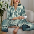 thumbnail image 6 of Salouo Scary Moon And Clouds Pattern Women's Pajamas Set Long Sleeve Button Down Sleepwear Soft Pj Lounge Sets for women 2 Piece Pjs Set with Long Pants-Medium, 6 of 7