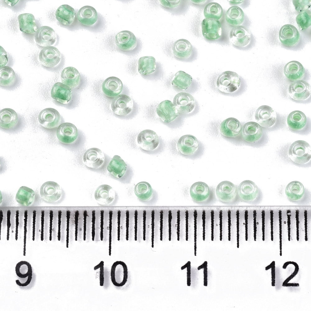1Bag 8/0 Glass Seed Beads Transparent Inside Colours Round Hole Round Light Green 8/0 3~4x2~3mm Hole: 0.8mm 15000pcs/bag