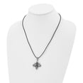 thumbnail image 4 of Diamond2Deal Stainless Steel Antiqued and Polished Fleur de lis Pendant on a Leather Cord Necklace for Men 20", 4 of 6