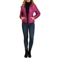 thumbnail image 2 of INSPIRE CHIC Women's Puffer Jacket Stand Collar Lightweight Hooded Zip Up Jacket M Hot Pink, 2 of 6