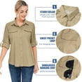 thumbnail image 4 of POENTAB Long Sleeve Uv Protection Shirts for Women LightWeight Quick Dry Cool Shirt Outdoor Fishing Hiking Camping Work Wear Khaki, 4 of 7