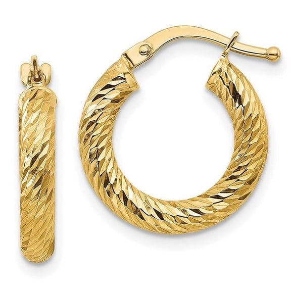 Primal Gold 14 Karat Yellow Gold Diamond-cut Round Hoop Earrings