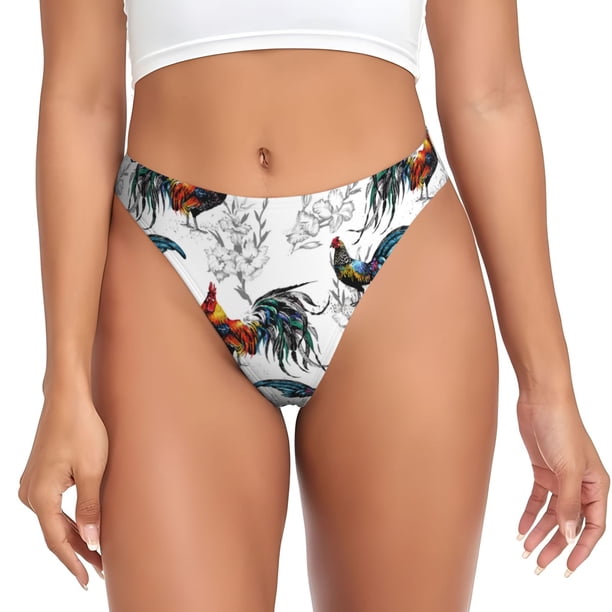 Balery Cool Chicken Tangas de Algodón para Mujer con Estampado – Ropa Interior Sexy, Transpirable, G-string-Medium