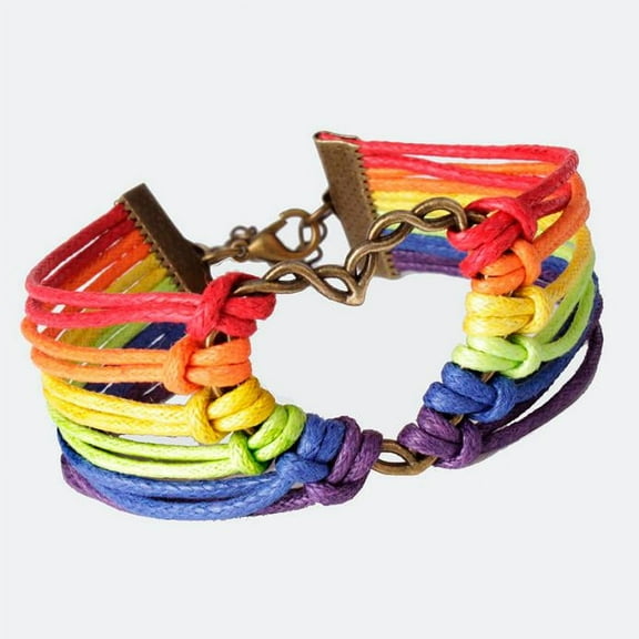 ANNA Rainbow Flag Pride LGBT Charm Heart B raided Bracelet Lesbian Love Bracelets