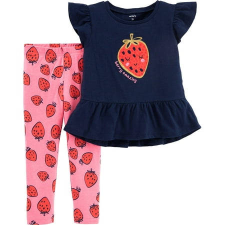 Carters Baby Girls Berry Amazing Strawberry Leggings Set