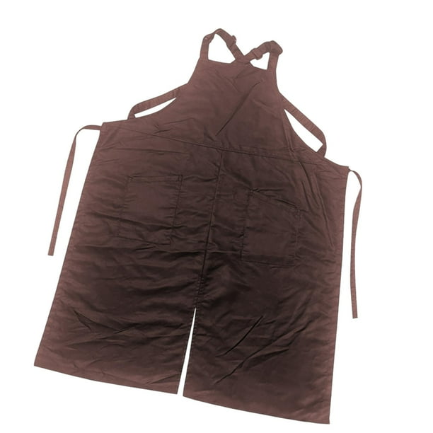 Delantal de peluquero delantal de pierna abierta impermeable con bolsillos delantal de cerámica de salón portátil delantal de peluquería para hombres Café