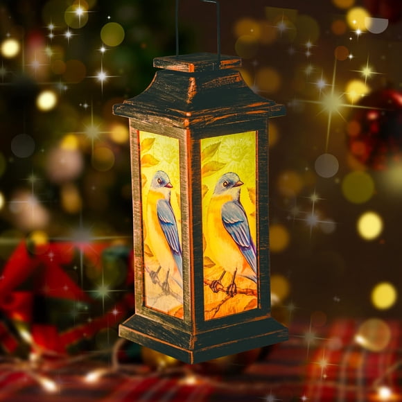 Topadorn Linterna Solar Colgante Lámpara Portátil Impermeable Jardín Al Aire Libre Luz LED Decorativa Pájaro Azul 10"H