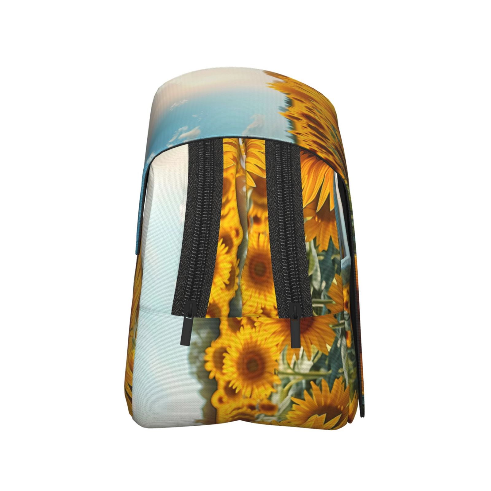 Rateoe Sunlit Sunflower Field Pattern Double Clamshell Pen Case, Storage Organizer with Two Zipper Compartments– Holds Up to 50 Pencils & Pens