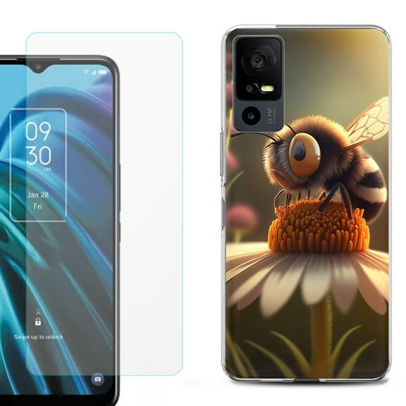 OneToughShield ® for TCL 40 XE 5G Shockproof Fashion Phone Case, with Tempered Glass Screen Protector - Little Bee