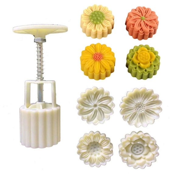 MidAutumn Festival Maker Flower Pattern Molds Cookie Stamps Hand Press Cookie Dessert Cutter
