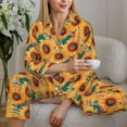 thumbnail image 6 of Daiia Beautiful Bohemian Sunflower for Women's Long-Sleeved Pajama Set – Soft & Comfortable Sleepwear Button-Up Pajamas Cozy Lounge Wear-Medium, 6 of 7
