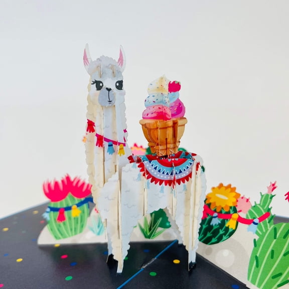 Llamazing Treat WOWPOP CARD - 3D Pop Up Card for Birthday, Travel Gift, Handmade Laser Cut Greeting Card, Greeting Card for all Occasions, Congratulations, Birthday, Thank you, Baby