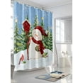 thumbnail image 3 of Christmas Snowman Shower Curtain Set ，Waterproof Fabric Shower Curtains Xmas Tree Forest Snowflake Winter Blue Shower Curtains for Bathroom,Bathroom Decor 72"x96", 3 of 6
