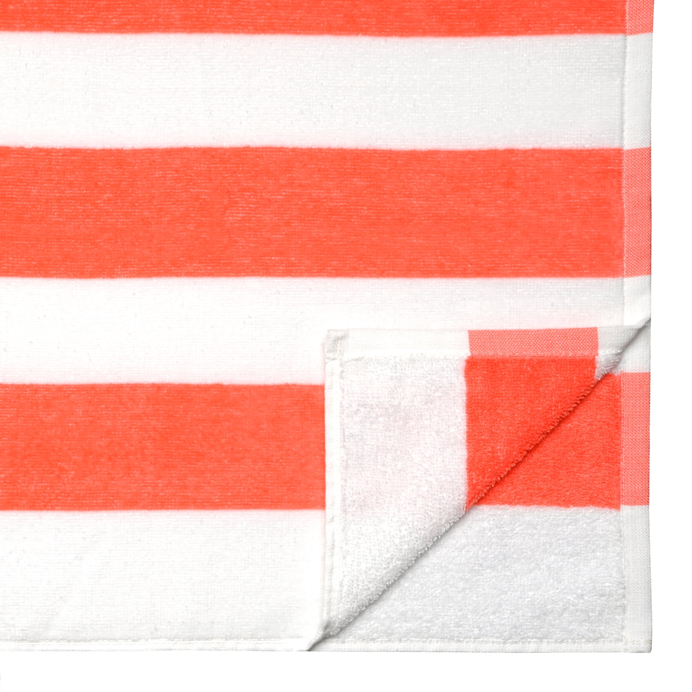 Mainstays Cabana Stripe Cotton Blend Beach Towel, 58" x 28", Coral