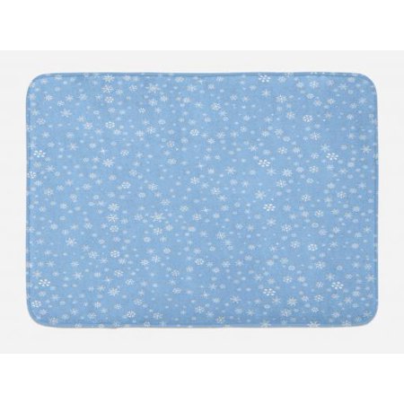 - Winter Bath Mat, Cute Little Snowflakes Falling from the Sky December New Year`s Eve Blizzard Icons, Non-Slip Plush Mat Bathroom Kitchen Laundry Room Decor, 29.5 X 17.5 Inches, Blue White, Ambesonne