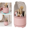 thumbnail image 3 of Contenedor de almacenamiento para brochas de maquillaje, rotación de 360 grados, antipolvo, tapa transparente, gran capacidad, color rosa, 3 of 12
