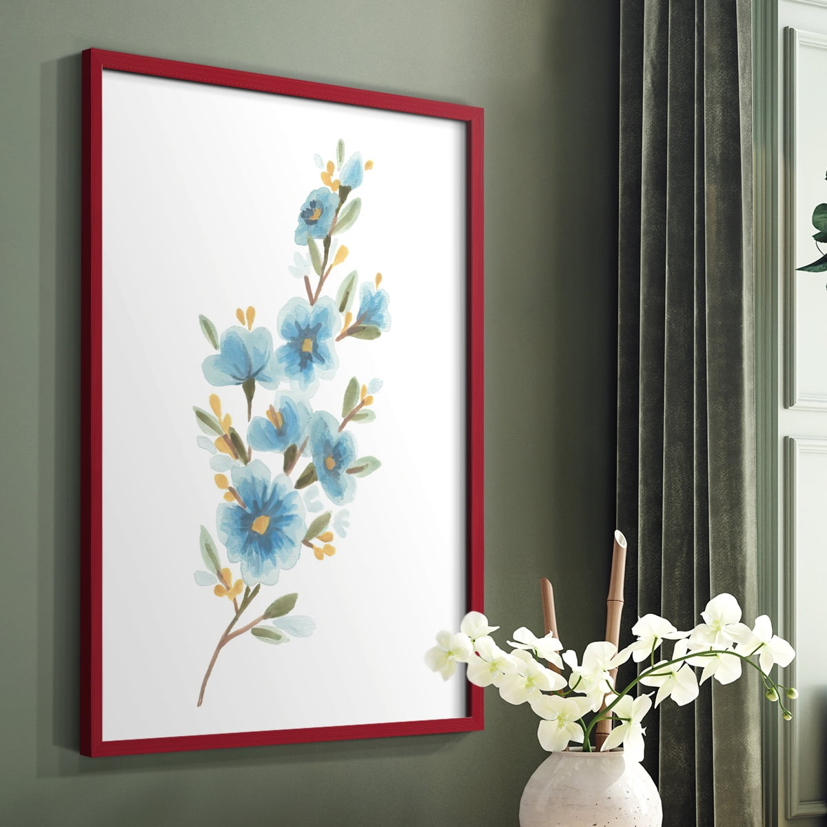 Wildflower Sprig II Framed Print - Solid Wood in Single Picture Frame Solid Wood 2 Framed Print