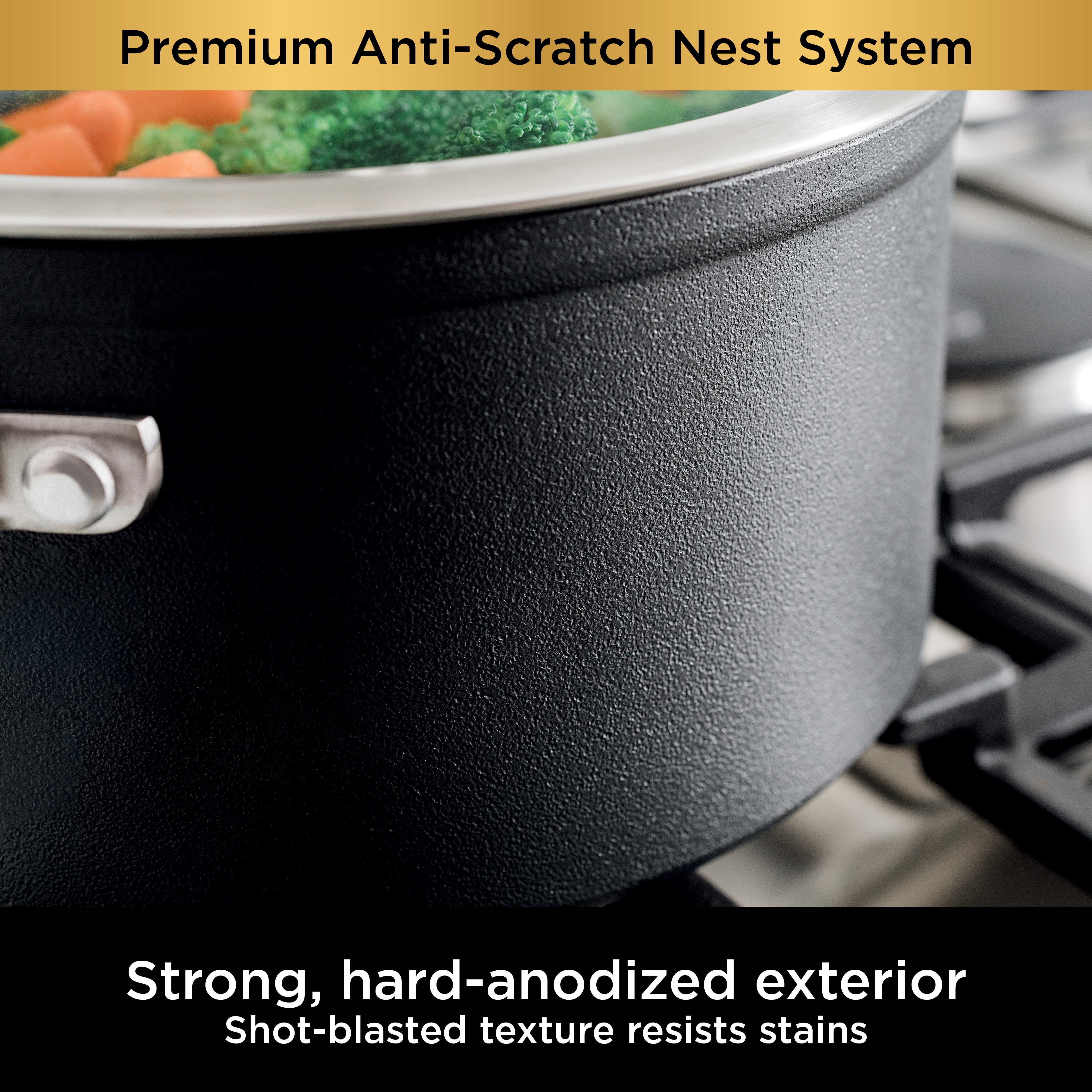 Ninja Foodi NeverStick Premium Anti-Scratch Nest System, 3-Piece Cookware Set C53300