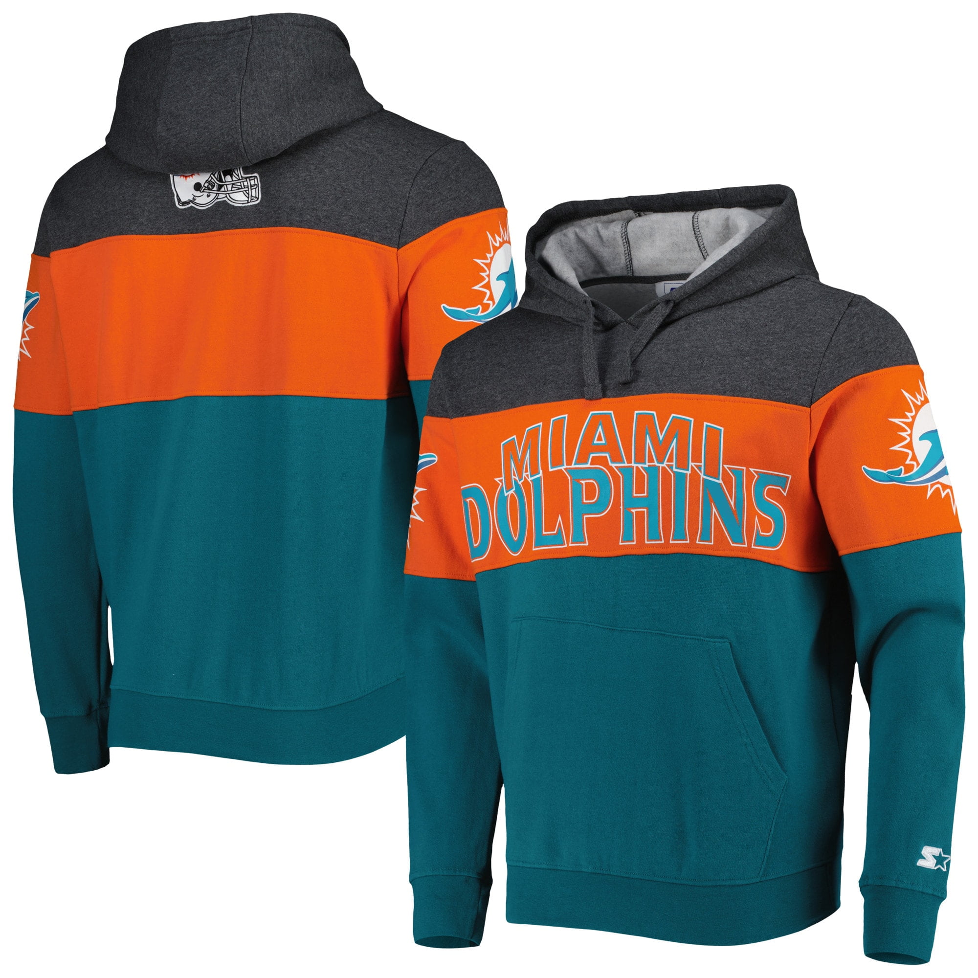 Men's NFL Pro Line by Fanatics Branded Black Miami Dolphins Personalized Midnight Mascot Pullover Hoodie Size: Medium