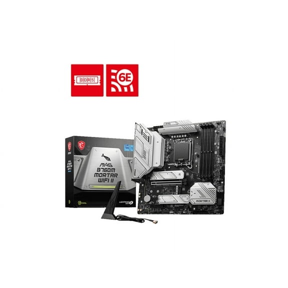 MSI MAG B760M MORTAR WIFI II LGA 1700 Intel B760 SATA 6Gb/s Micro ATX DDR5 PCI-E x16 slot  2.5Gbps LAN 3x M.2  Wi-Fi 6E Motherboard