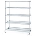 thumbnail image 3 of Seville Classics UltraDurable 5-Tier NSF-Certified Steel Wire Shelving with Wheels, 60" W x 24" D x 72" H, Chrome, 3 of 8