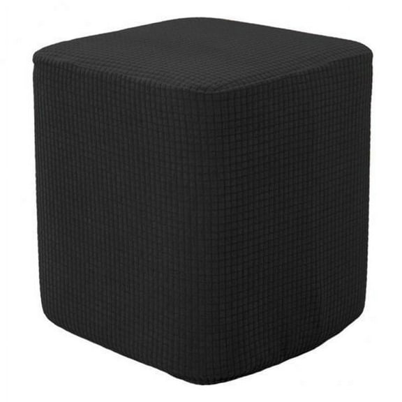2x Square Ottoman Covers Furniture Footstool Slipcover Replacement Black