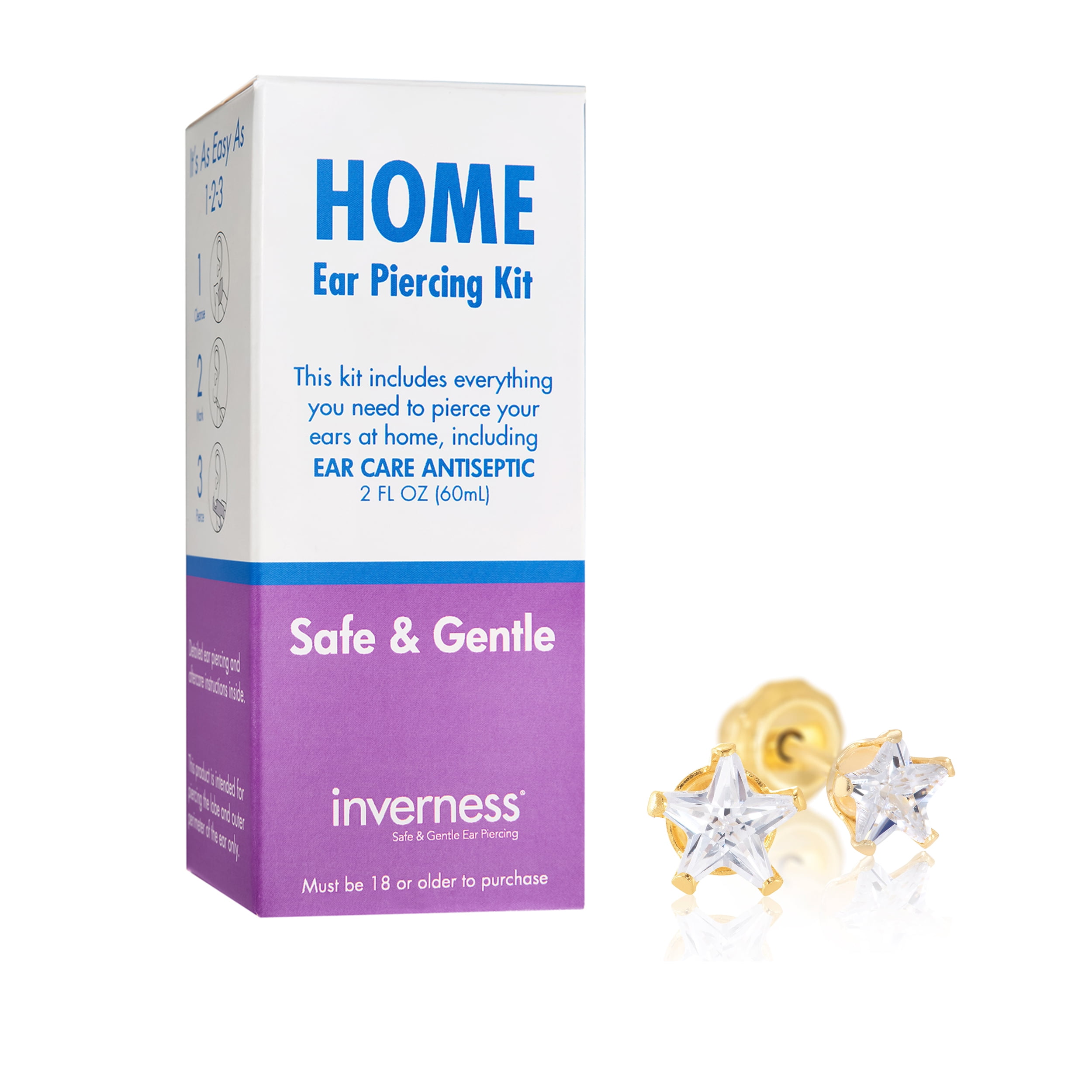 Inverness Home Ear Piercing Kit with 14kt Yellow Gold 4mm Star CZ