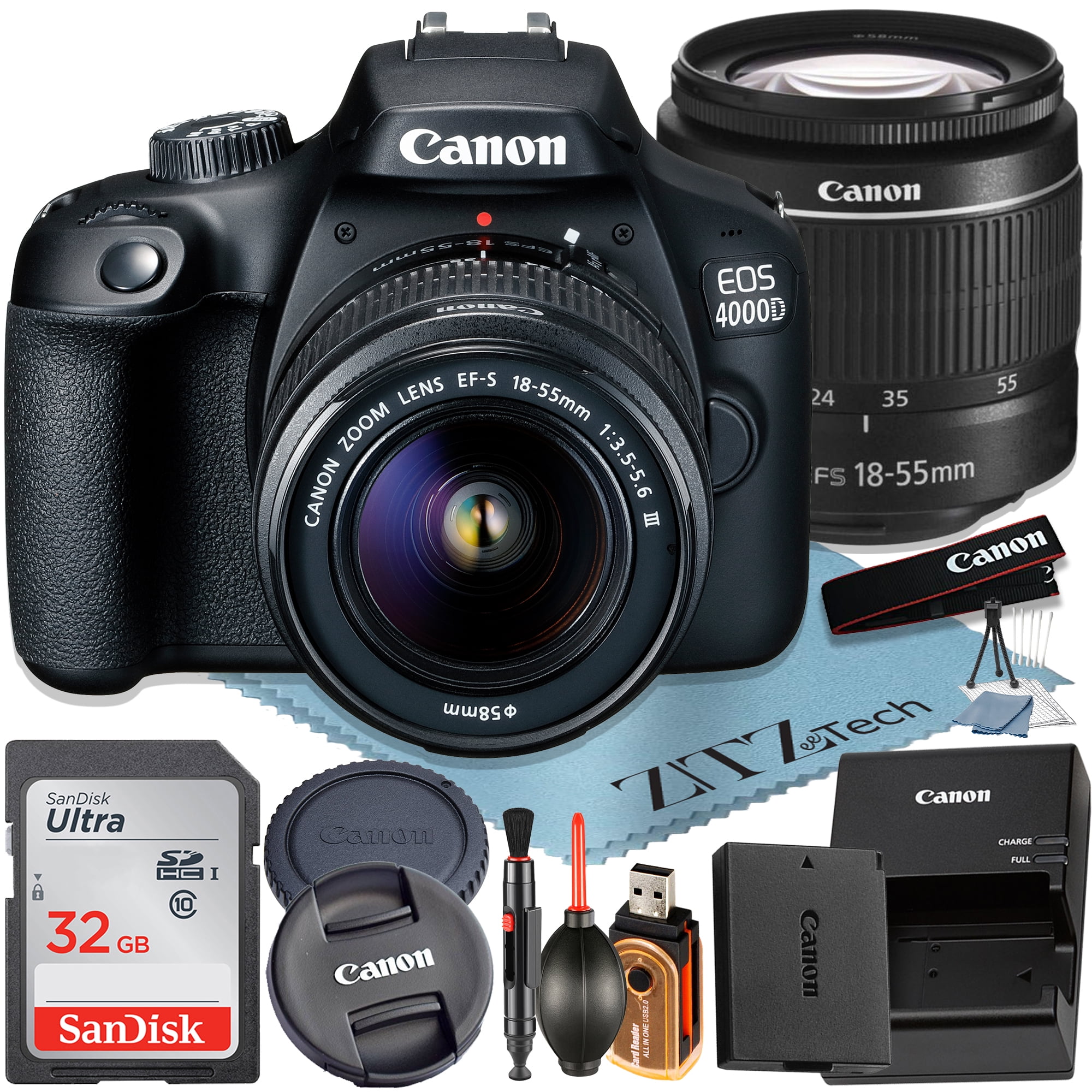 Canon EOS 4000D / Rebel T100 DSLR Camera with EFS 1855mm Zoom Lens