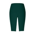 thumbnail image 4 of HNMKIU Women's Solid Color Capri Leggings Knee Length Casual Comfortable Pants for Everyday Wear Green，S, 4 of 4