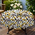 thumbnail image 4 of Sunflower and Cow White Pattern Round Tablecloth 70"x70", Wrinkle Resistant Wipeable Table Cover for Kitchen Dining Room Picnic Patio and Party, 4 of 6