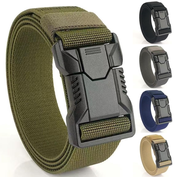 Frnrwgo Mens Elastic Stretch Nylon Belt Breathable Plastic Buckle Lightweight for Work Hiking