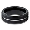 thumbnail image 2 of 8mm Black Brushed Tungsten Carbide Ring Polished Silver Groove Custom Engraved Wedding Band (6), 2 of 3