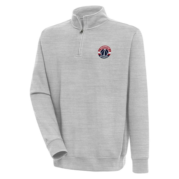 Men's Antigua  Heather Gray Washington Wizards Victory Quarter-Zip Pullover Top