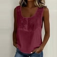 thumbnail image 6 of VBVC Women's Floral Embroidered Tank Top , Ladies' U-Neck Sleeveless Blouse , Summer Boho Vacation Shirts For Women,Wine,S-2XL, 6 of 7