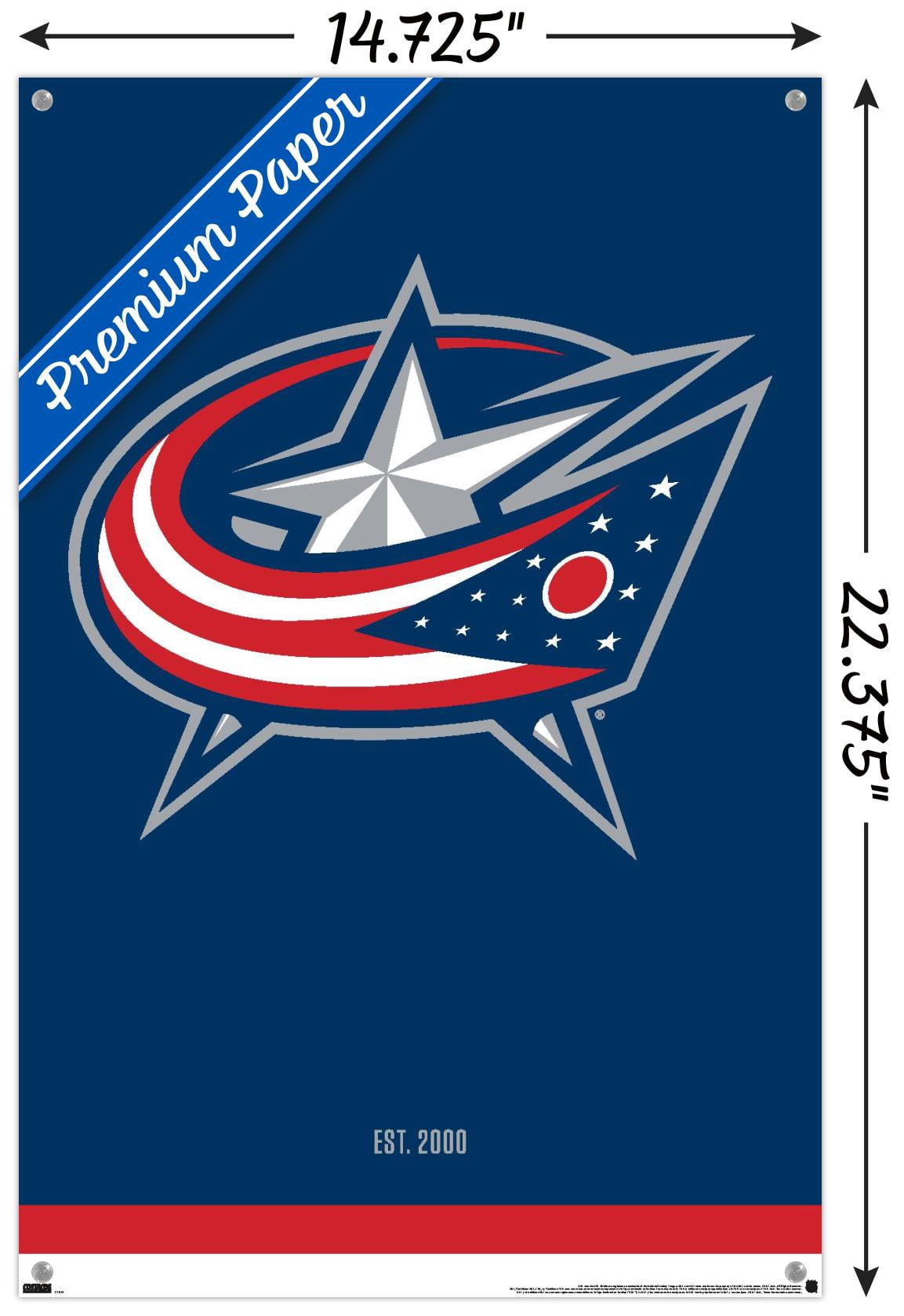 NHL Columbus Blue Jackets - Logo 21 Wall Poster with Pushpins, 14.725" x 22.375"