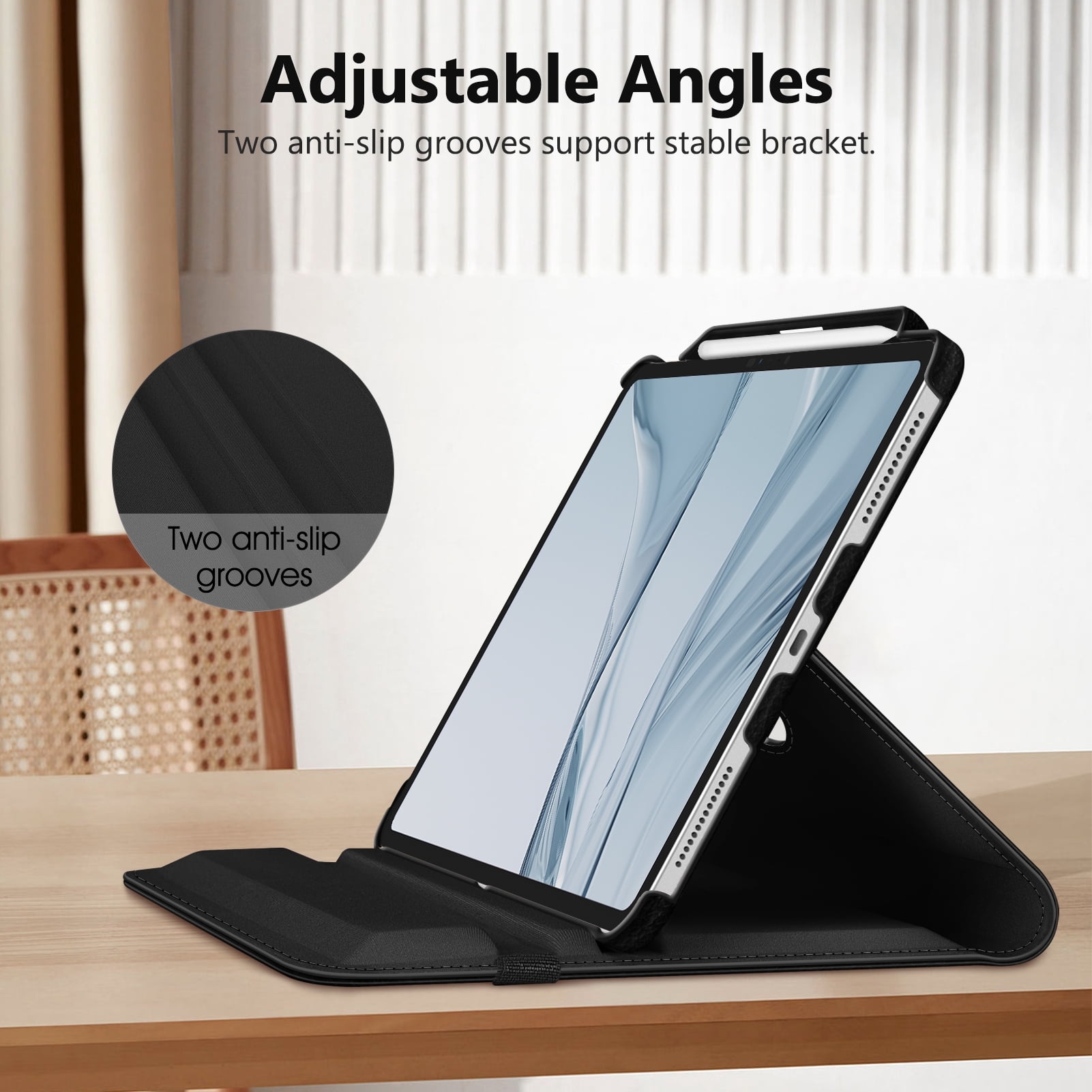 Fintie Rotating Case for iPad Pro 13-inch M4 Chip 2024 Release, 360 Degree Swiveling Protective Stand Cover with Pencil Holder, Black