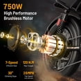 thumbnail image 3 of Jasion YR20 750W Electric Bike, 48V 20Ah E-Mountain Bike for Adult, Class 3 Fat Tire 20 Inch Off-Road Electric Bicycle with Hydraulic Brake, 80 Miles Moped Style Ebike with speedometer, UL2849, 3 of 9