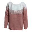thumbnail image 4 of Conairie Fair Isle Sweater for Women Crew Neck Sweater Striped Design Loose Fashion Fall Winter Long Sleeve Pullovers Top Multicolor Pink XXXXXL, 4 of 4