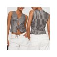 thumbnail image 4 of Aojekbee Women's Striped Print Tank Tops Sleeveless V Neck Tie-up Front Tops Summer Shirts, 4 of 10